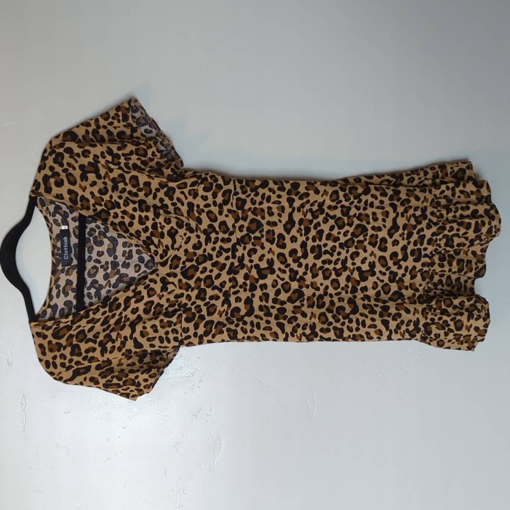 Clothink Animal Print Leopard‎ Mini Dress Size S
